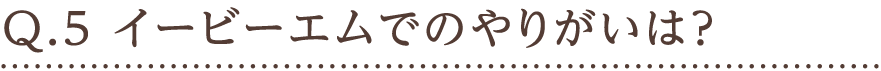 Q.5 イービーエムでのやりがいは？