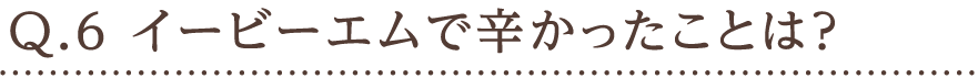 Q.6 イービーエムで辛かったことは？